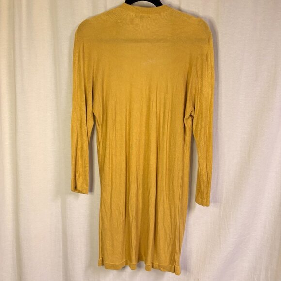 Premise Mustard Yellow Long Open Cardigan Duster 100% Viscose Women L - Picture 3 of 5